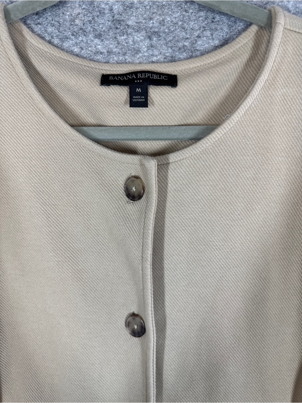 Banana Republic Belted Fall Jacket Beige Medium Minimalist Quiet Luxury Career - Picture 5 of 16